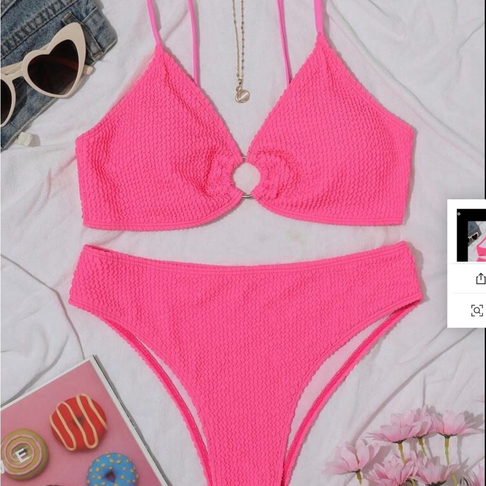 SHEIN Neon Pink Textured Bikini